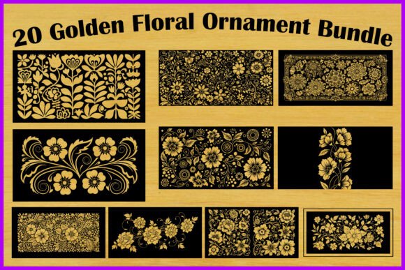 20 Golden Floral Ornament Bundle: Elevating Design with Luxury and Precision