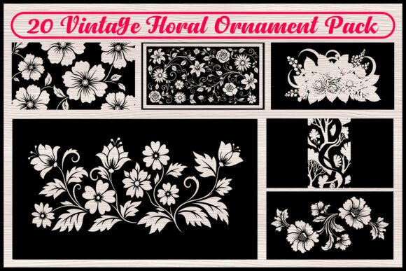 20 Vintage Floral Ornament SVG Bundle