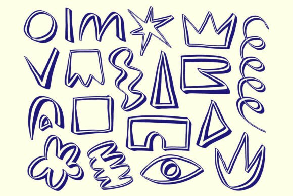 Abstract Doodle Shapes Outline Set Art