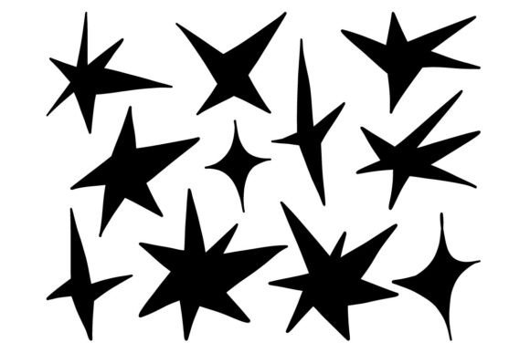 Black Starburst Shape Silhouette SetArt