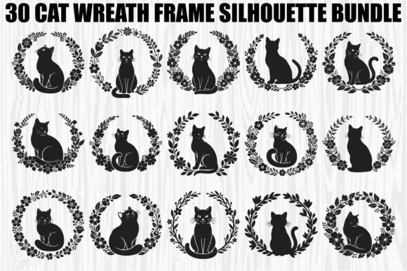 Cat Wreath Frame SVG Bundle: Elevate Your DIY Projects with Elegant Feline Silhouettes