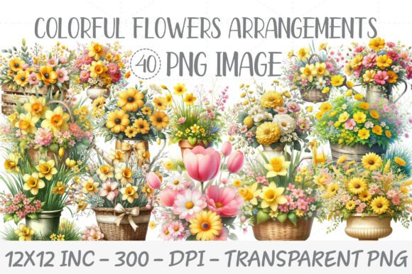 Colorful Flowers Arrangements Clipart