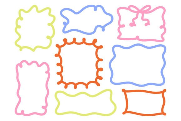 Colorful Hand Drawn Frame Label Doodle