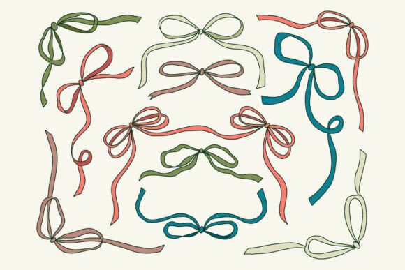 Colorful Ribbon Bow Vector Set