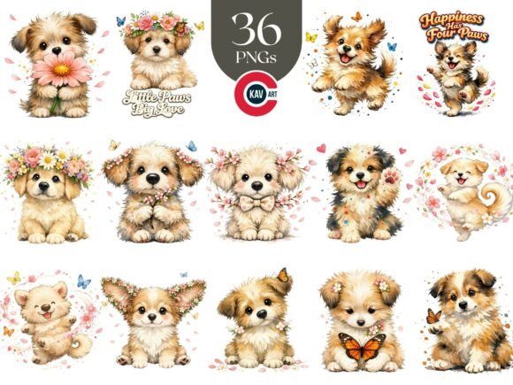 Cute Flower Spring Dogs Clipart Guide