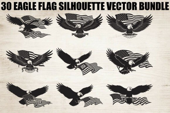 Eagle Flag Silhouette Bundle for Creators
