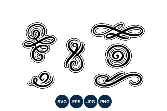 Elegant Black Swirl Vector Elements: Enhancing Design with Minimalist Ornamentation