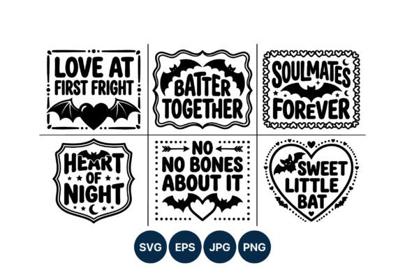 Enhancing Your Halloween Designs with High-Contrast Bat Phrases Vector Art