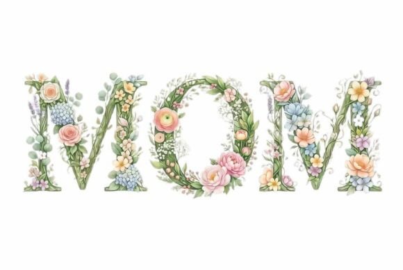 Evaluating Mom Word Art in Floral Letters Clipart for Professional Design