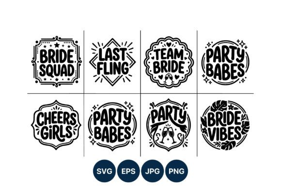 Evaluating the Bride Squad Hand Lettering Wedding Party Vector Collection