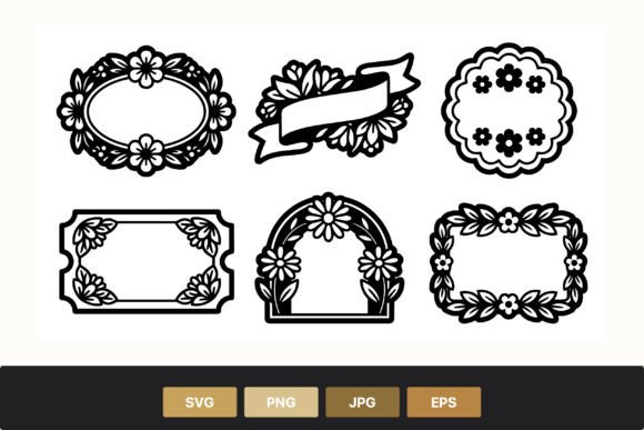Evaluating the Floral Black and White Frame Vector for Versatile Design Applications