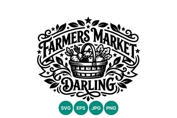 Farmers Market Darling Black White Design