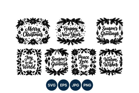 Festive Christmas New Year Season: Elevating Your Holiday Design with Timeless Black and White Calligraphy