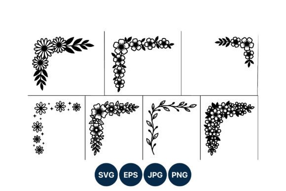 Floral Corner Vector Black and White: Elevating Design with Timeless Line Art