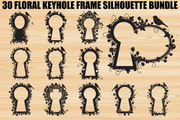 Floral Keyhole Frame SVG Bundle