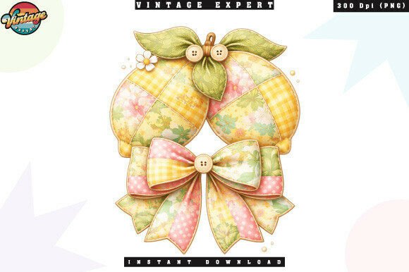 Floral Patchwork Lemon Bow PNG Guide