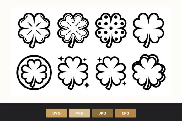 Four Leaf Clover Line Art Icons: A Versatile Design Resource for Creative Projects