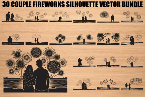Illuminating Romance: A Guide to the Couple Fireworks Silhouette Bundle for Crafters