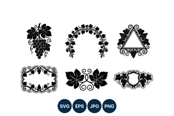 Mastering Design with Grapevine Ornaments Black White Vector Graphics