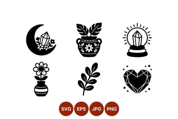 Mastering Minimalist Aesthetics: The Strategic Value of Crystal Hearts Moon Flower Black White Vector Assets