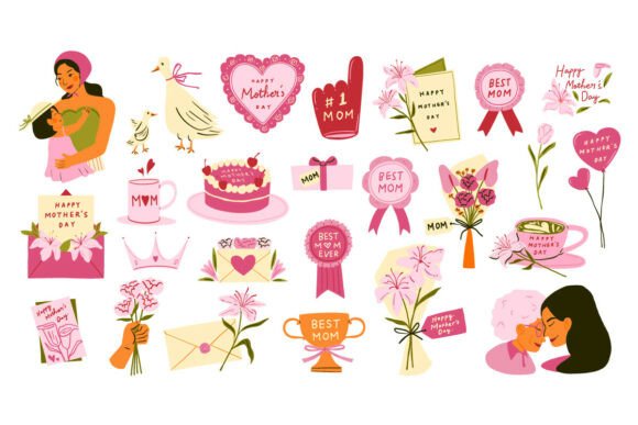 Mother Day Doodle Element Hand Drawn Set: Elevating Your Creative Projects with Heartfelt Design