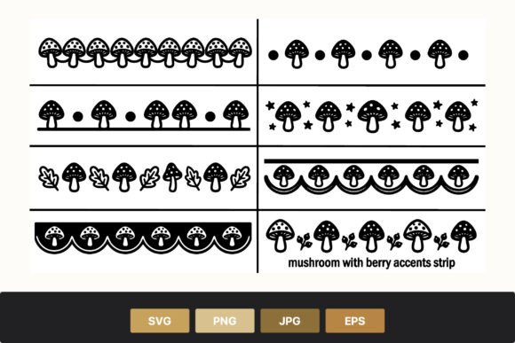 Mushroom Strip Vector Art Black White