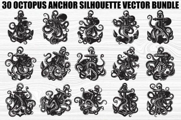 Octopus Anchor Silhouette Bundle