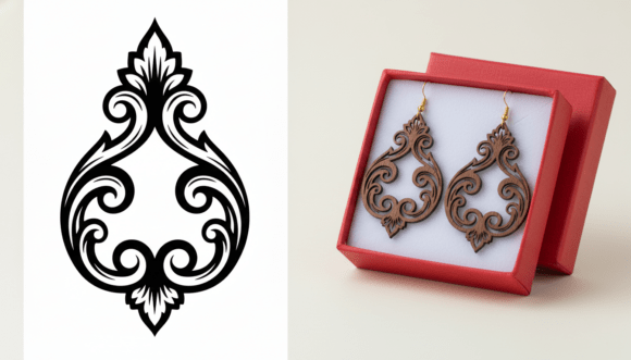 Ornamental Teardrop Earring Laser Cut Guide