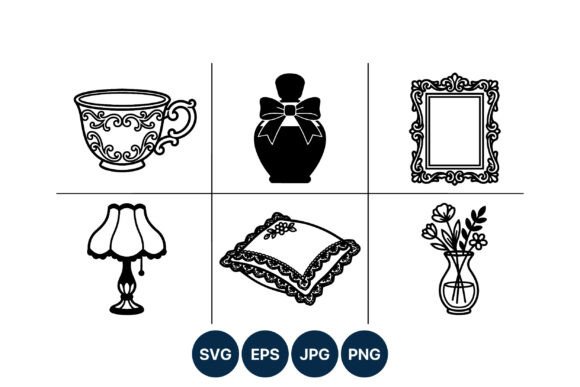 Ornate Teacup Perfume Lamp Pillow Vase: Elevating Your Design with Vintage Vector Art