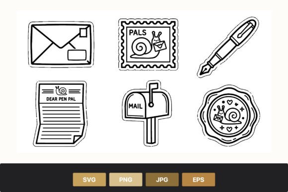 Revitalizing Analog Communication with the Black and White Pen Pal Letter Icon Set