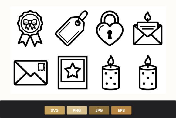 Ribbon Tag Lock Candle Vector Icons