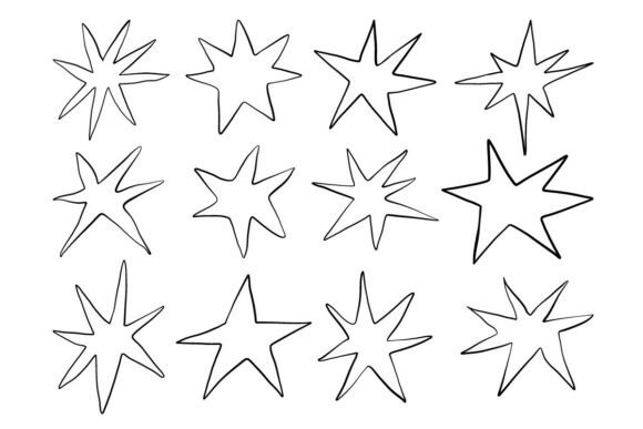Star Shape Doodle Set Line Art SVG Pack