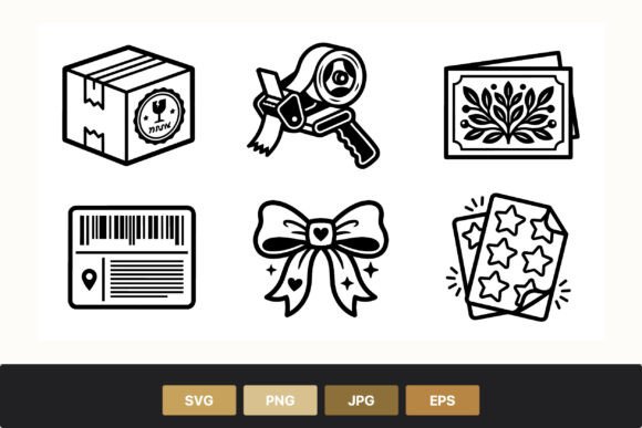 Streamlining Packaging Design with Gift Box Tape Dispenser Vector Icons