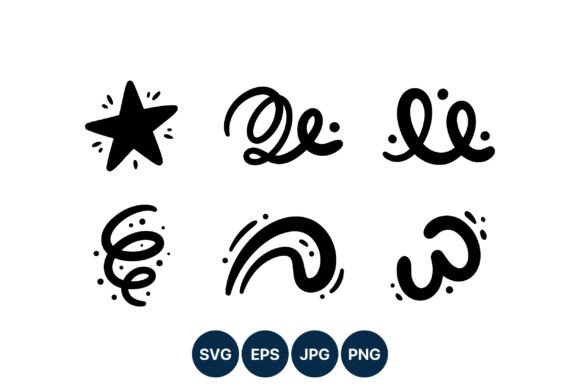Swirly Line & Star Vector Elements