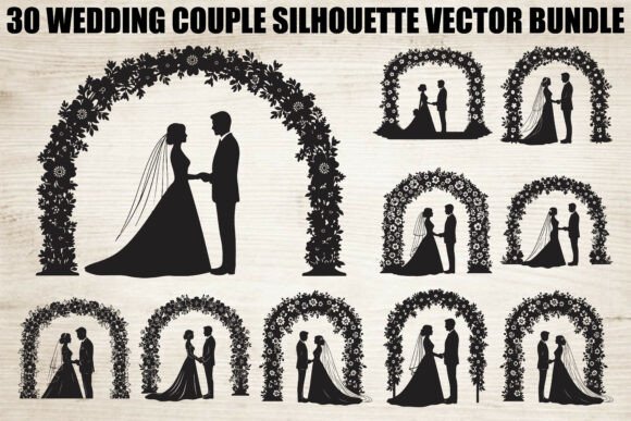 Wedding Couple Silhouette Bundle: Elevating Your Creative Projects with Romantic Vector Art
